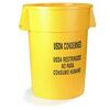 Bronco, Round Container, 32 gal, Yellow, USDA CONDEMNED USDA RESTRINGIDO NO PARA CONSUMO HUMANO, Imprinted