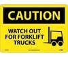 NMC C637RB Rigid Plastic Sign Caution Forklift Trucks, 10" x 14"