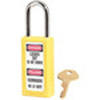 Zenex, Safety Lockout Padlock, DANGER LOCKED OUT DO NOT REMOVE, PELIGRO CERRADO NO LO QUITE, Thermoplastic, Yellow, Keyed Different