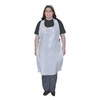 Disposable Apron, Polyethylene, White, 55 in, 28 in, Universal, 1-1/2 mil
