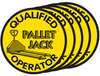 Hard Hat Emblems, English, QUALIFIED PALLET JACK OPERATOR, Vinyl, Adhesive Backed, Yellow