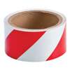 Warning Tape, Reflective Vinyl, Diagonal Striped, Red / White, 2 in, 5 yds