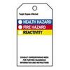 Hazardous Labels, English, HEALTH HAZARD FIRE HAZARD REACTIVITY, Polyester, Hanging, Blue / Red / Yellow / White