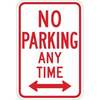 No Parking Sign, English, NO PARKING ANYTIME, Aluminum, Red on White, 18 in, 12 in