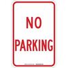 No Parking Sign, English, NO PARKING, Aluminum, Red on White, 18 in, 12 in