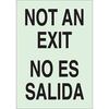 BradyGlo, Exit Sign, English|Spanish, NOT AN EXIT/NO ES SALIDA, Polyester, Adhesive Backed, Black on Green, 10 in, 7 in