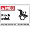 Equipment Label, English, DANGER PINCH POINT, Polyester, Adhesive Backed, Black / Red on White