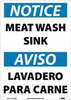 NMC CU81216-6008 Bilingual "Meat Wash Sink" Rigid Plastic Sign, 10x14