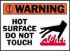 Warning Label, English, WARNING HOT SURFACE DO NOT TOUCH, Polyester, Black / Orange / Red