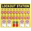 Padlock Station, LOCKOUT STATION, Plastic/Polycarbonate, Yellow, 22 in