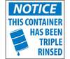 Notice This Container Has Been Triple Rinsed Sign, Paper Roll