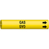 Snap-On, Pipe and Wire Markers, English, GAS, Plastic Sheet, Adhesive Backed, Black on Yellow
