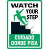 Watch Your Step Sign, Bilingual, Aluminum