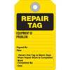 Machine Tag, English, Caution - REPAIR TAG EQUIPMENT ID PROBLEM, Cardstock, Black on Yellow, 7-1/2 in, 4 in