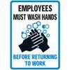 NMC CU-176574 Aluminum Sign "Employees Must Wash Hands", 14" x 10"