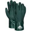 Premium Green PVC Gloves, Green, PVC, Non-Slip, 12 in, Gauntlet