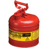 Justrite 10501 Type I Steel Safety Can, Red 2-Gal, FM/UL/ULC Certified