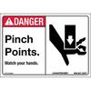 National Marker CU-273453-65 Danger Pinch Points. Watch Your Hands Sign