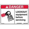 National Marker CU-273523-39 Danger Lockout Equipment Before Servicing Sign