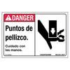 National Marker CU-279652 Spanish Danger Pinch Points. Watch Your Hands Sign