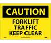 NMC C356PB "Caution Forklift Traffic" Yellow Vinyl Sign, 14" x 10"