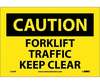 NMC C356P "Caution Forklift Traffic" Yellow Vinyl Sign, 10" x 7"