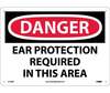 Danger Ear Protection Required In This Area Sign, Rigid Plastic