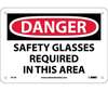 Danger Safety Glasses Required In This Area Sign, Rigid Plastic