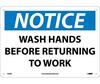 NMC N43RB Adhesive-Backed Vinyl Sign "Notice Wash Hands", 14"x10"