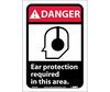 Danger Ear Protection Required In This Area Sign, Vinyl
