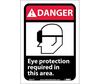 Danger Eye Protection Required In This Area Sign, Vinyl