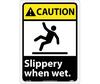 Caution Slippery When Wet Sign Graphic Rigid Plastic 14" x 10" NMC