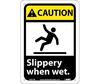 Caution Slippery When Wet Sign Graphic Rigid Plastic 10" x 7" NMC