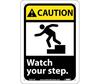 NMC CGA12R "CAUTION WATCH YOUR STEP" Rigid Plastic Sign, 10" x 7"