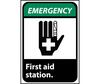 Emergency First Aid Station Sign, Rigid Plastic
