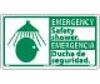 Emergency Safety Shower Sign, Bilingual, Rigid Plastic