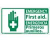 Emergency First Aid Sign, Bilingual, Vinyl