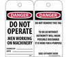 Do Not Operate Men Working On Machinery Accident Prevention Tag NMC