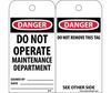 Do Not Operate Maintenance Department Accident Prevention Tag 3" x 6"
