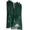 Premium Green PVC Gloves, White / Hunter Green, PVC, 18 in, Gauntlet