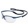 Honeywell North® Safety Glasses 11150900 Polycarbonate, Clear, Scratch-Resistant|Anti-Fog, Nylon, Framed, Metallic Blue