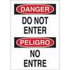 Entrance Sign, English, Spanish, DANGER/PELIGRO - DO NOT ENTER/NO ENTRE, Aluminum, Mounting Holes, Black / Red on White, 14 in, 10 in