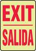 Exit Sign, English|Spanish, SIGN EXIT/SALIDA, Lumi-Glow Flex, Adhesive Backed, Red on Yellow, 14 in, 10 in