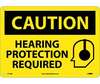 Caution Hearing Protection Required Sign, Rigid Plastic