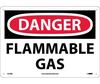 Danger Flammable Gas Sign, Plastic