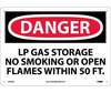 NMC D452RB "DANGER LP GAS STORAGE" Rigid Plastic Sign, 10" x 14"