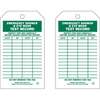 Brady® Inspection Tag, English, Emergency Shower and Eye Wash Test record, Polyester, Green on White, 7 in, 4 in