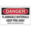 Chemical Labels, English, DANGER - FLAMMABLE MATERIALS KEEP FIRE AWAY, Paper, Black / Red on White