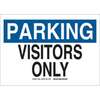 Restricted Parking Sign, English, PARKING VISITORS ONLY, Plastic, Mounting Holes, Black / Blue on White, 10 in, 14 in