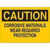 Caution Corrosive Materials Wear Required Protection Sign